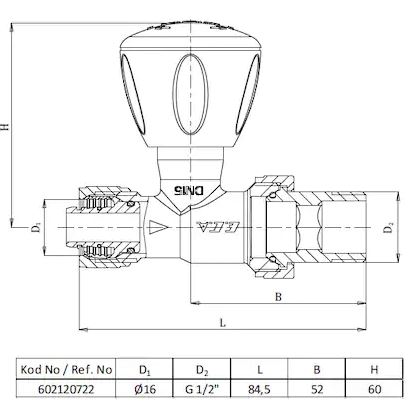 ECA 1/2’’ RV3 KÖŞE RAD. VANASI PEX GİRİŞLİ