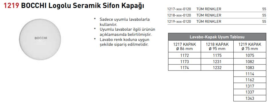 BOCCHI SİFON KAPAĞI PARL.SAFİR MAVİ