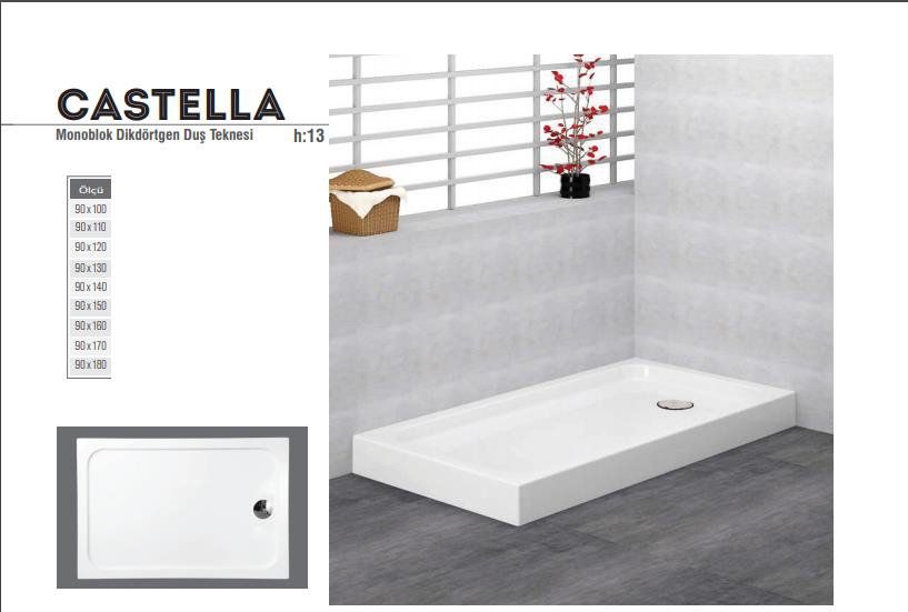 CASTELLA 130X90 MONOBLOK DUŞ TEKNESİ H:11