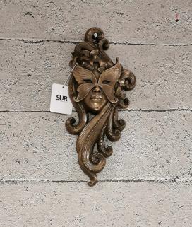 LUCKY ART BRONZ KIRMIZI TAŞLI MASKE 37 CM